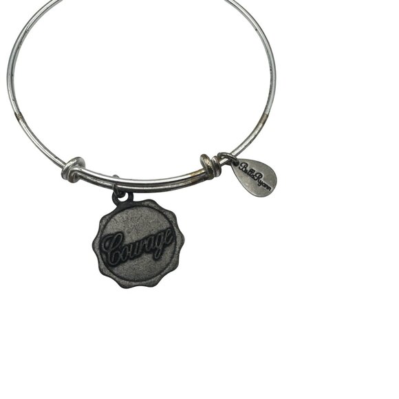 Bella Riann Courage Charm Bracelet Adjustable Bangle Silver Tone Stainless Steel - Picture 3 of 5